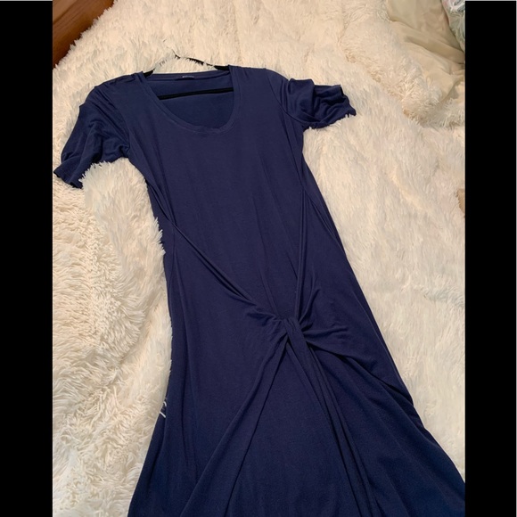 Mid length beautiful soft with wrap tie blue dress - Picture 4 of 5